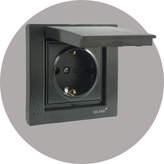 پریز ارت محافظ دار بارانی توکار | مدل آسا دلند (IP44) | سیاه